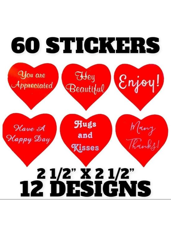 Other - 60 Heart Stickers 2 1/2” X 1 1/2” PRICE IS FIRM